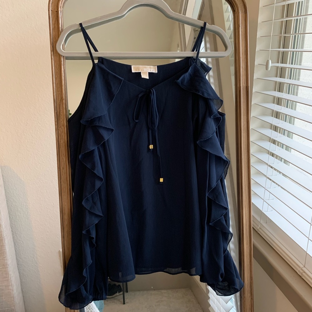 Michael Kors Navy Blue Cold Shoulder Blouse